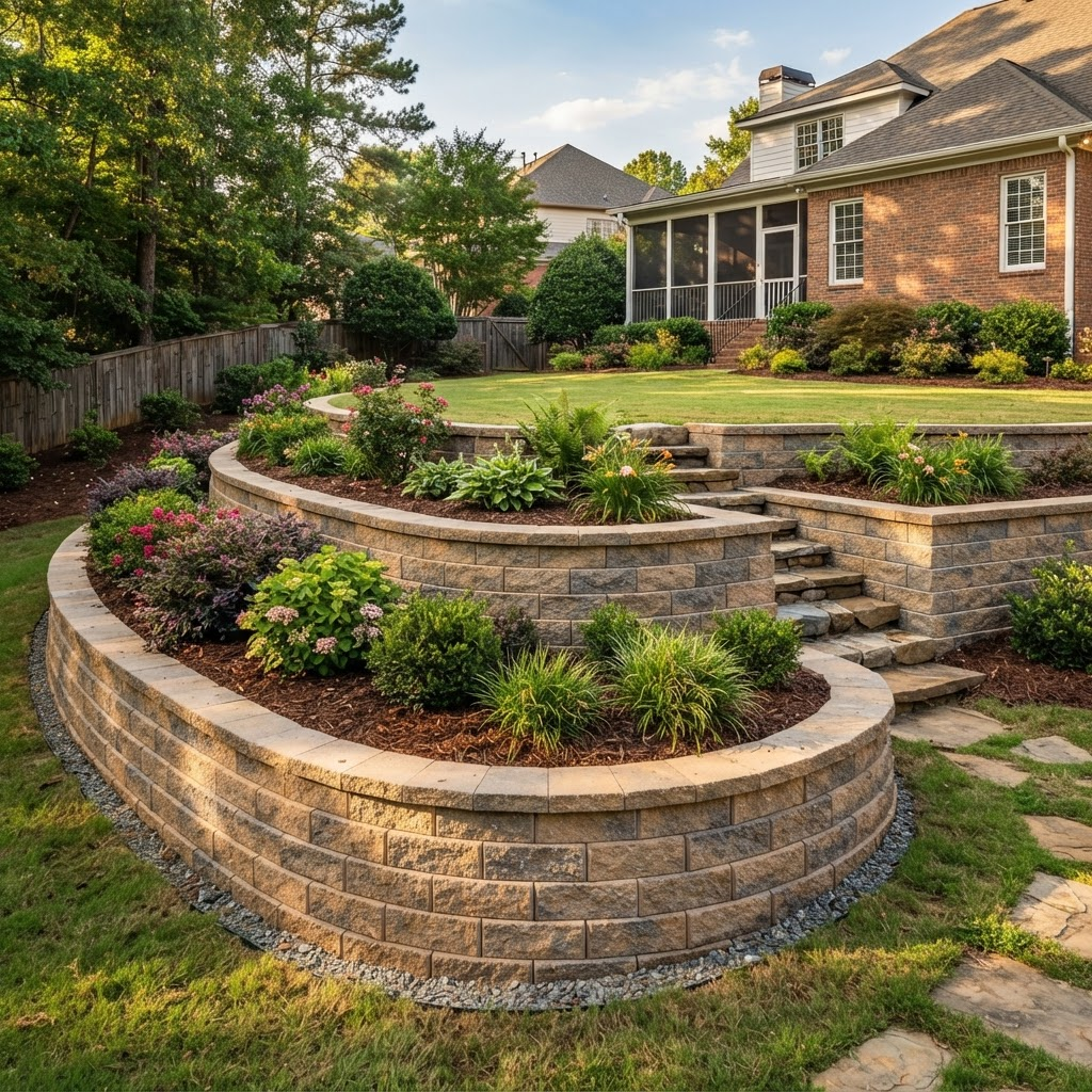 Keystone block retaining wall