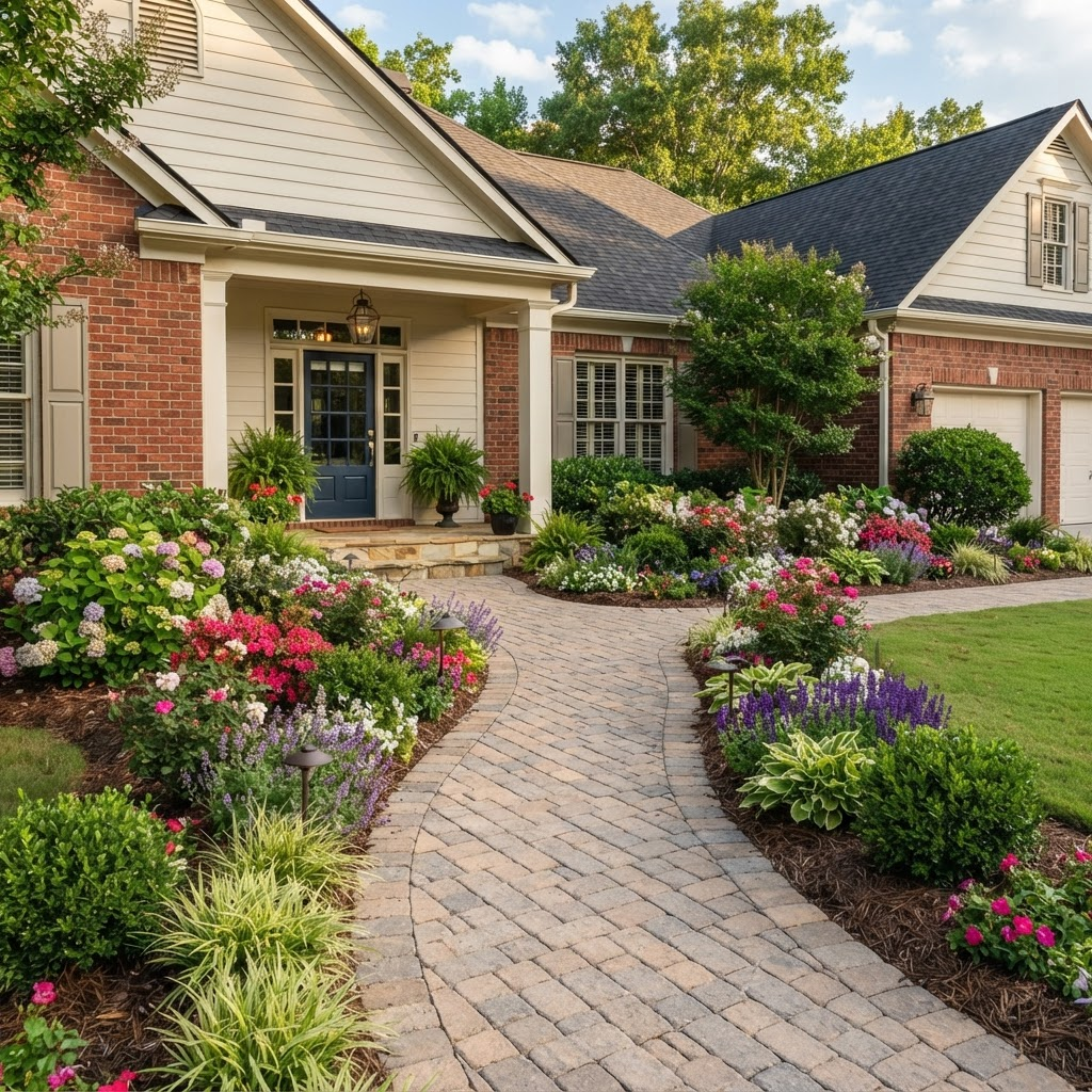 Paver walkway & entry planting