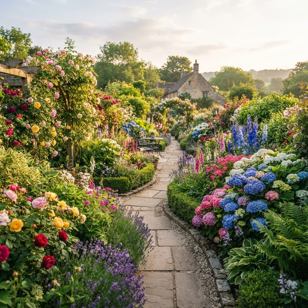 A lush, vibrant garden in full bloom